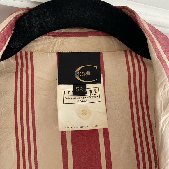 Just Cavalli Roberto Cavalli 100% Silk striped red/pink cream button down shirt - Picture 2 of 2